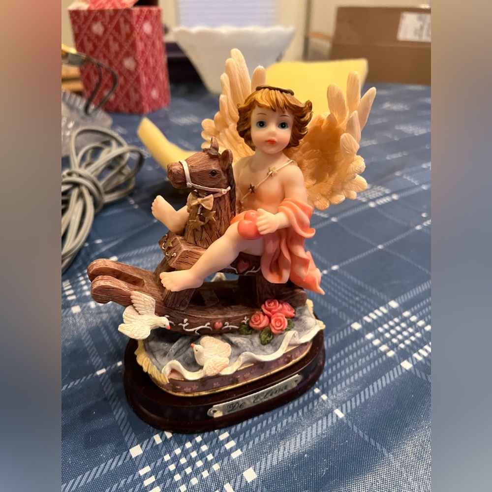 Turtle King Corp "De Elina" Angel on Rocking Horse